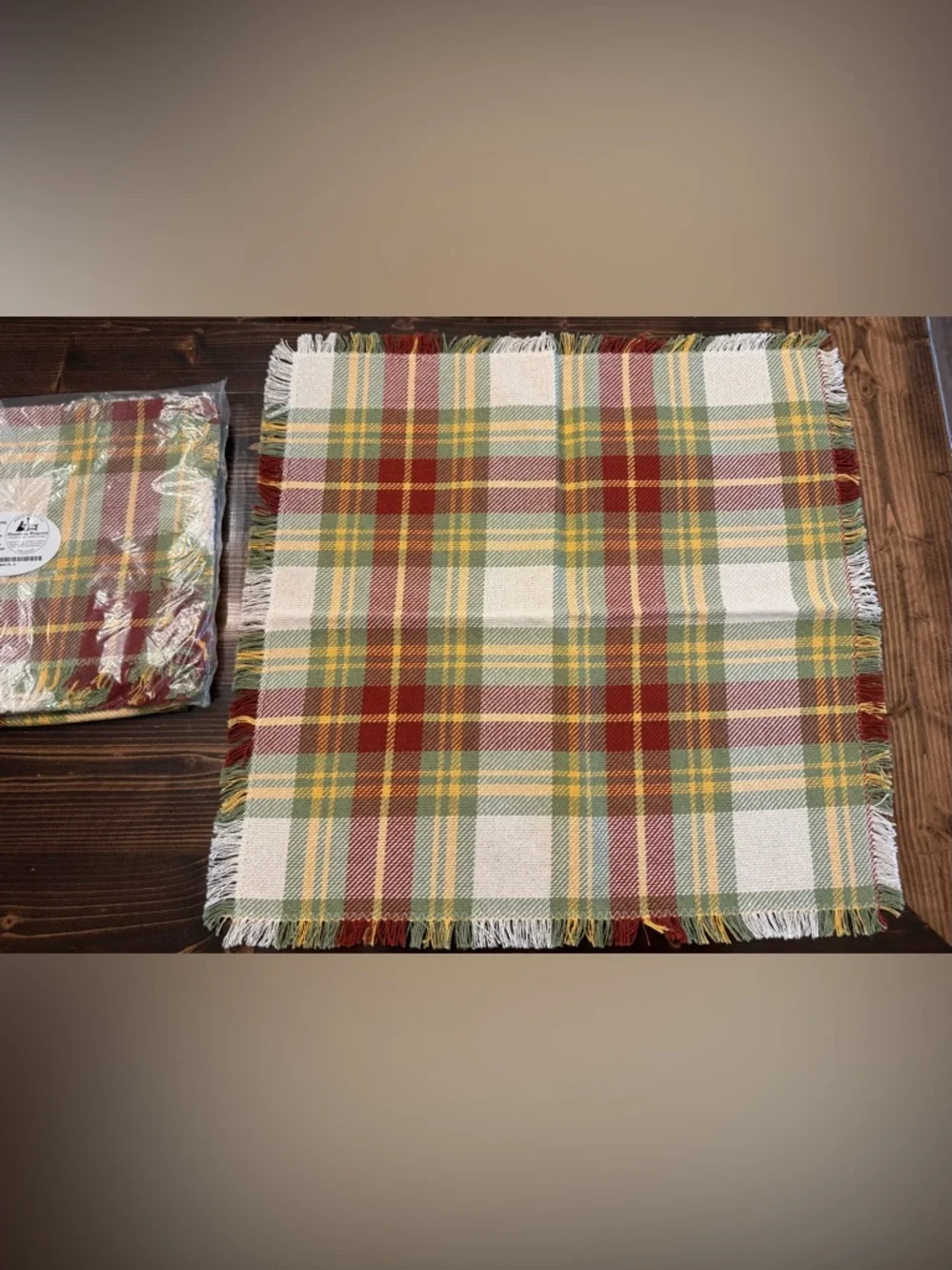 NEW Mountain Weavers Hartland Fall Plaid Set of 4 Placemats & Four Napkins